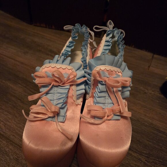 Dollskill Sugarthrillz Blue and pink satin shoes US 5 - Picture 11 of 12